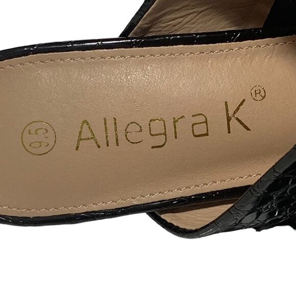 Allegra K NWT High Heels Black Faux Croc Patent Leather Size 9.5 - Picture 11 of 12